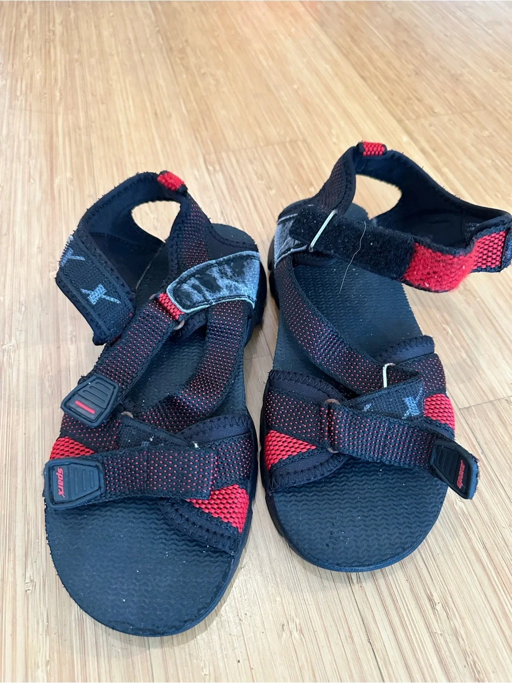 Black & Red Sport Strappy Sandals